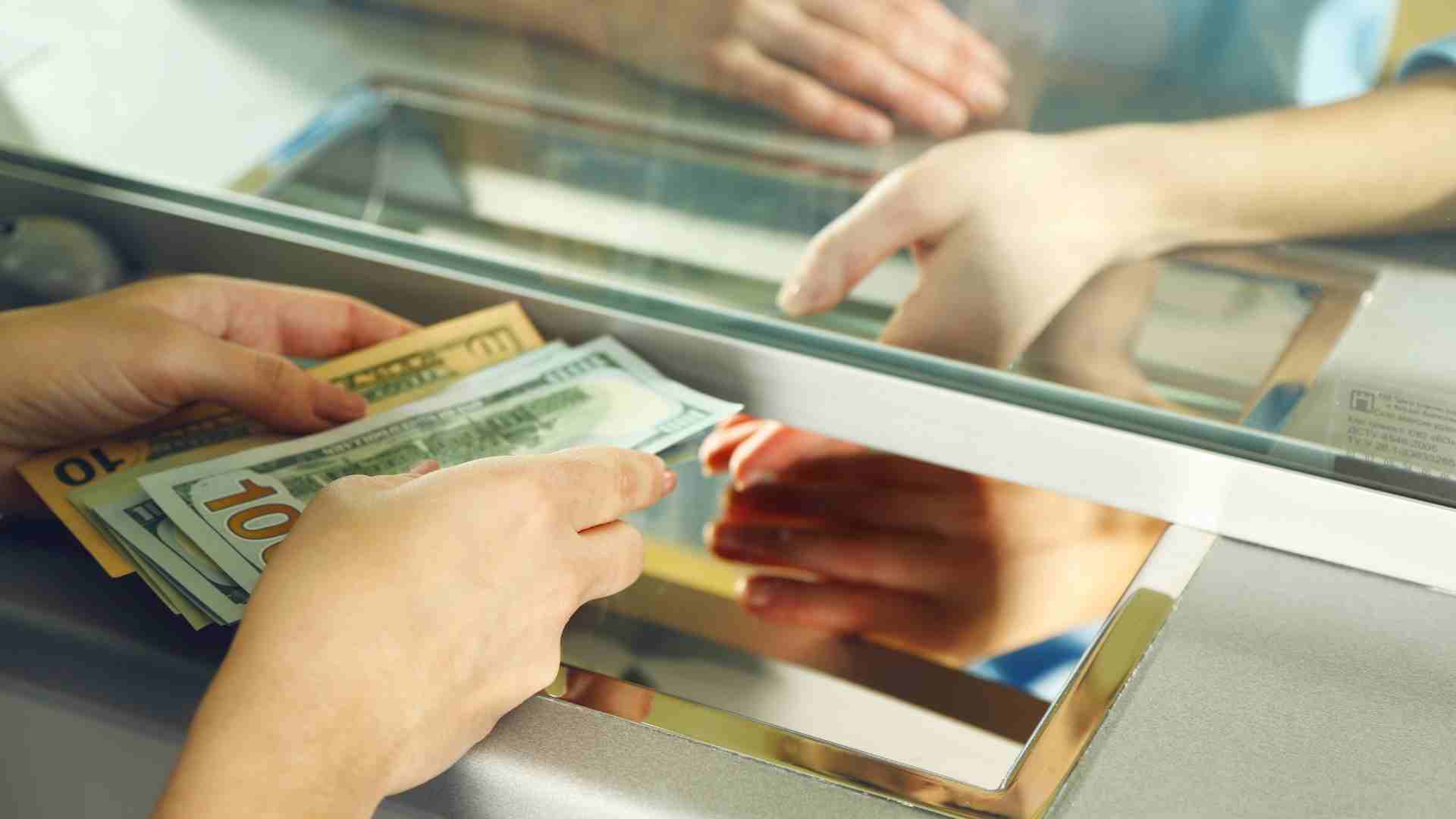 Currency exchange at the local bank 