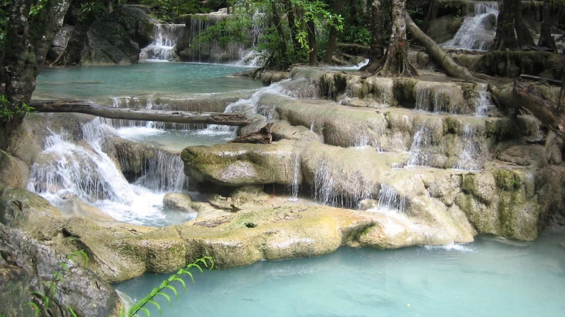 the Erawan Waterfalls