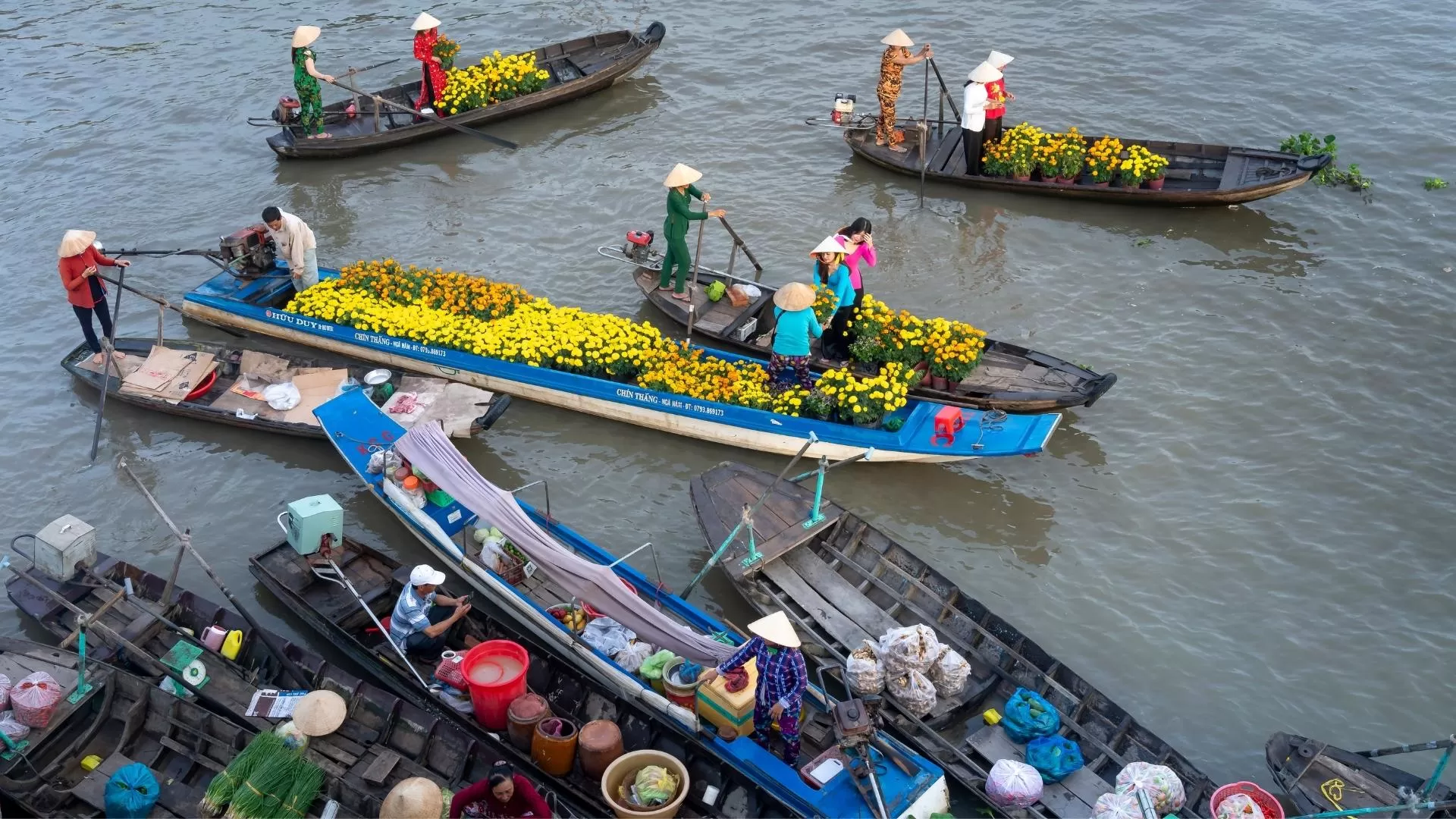 Boat tour along Can Tho river