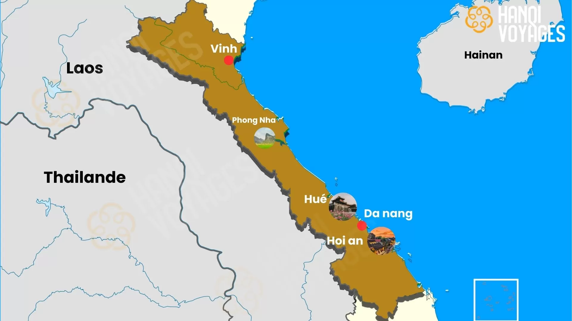 La carte du Centre Vietnam 