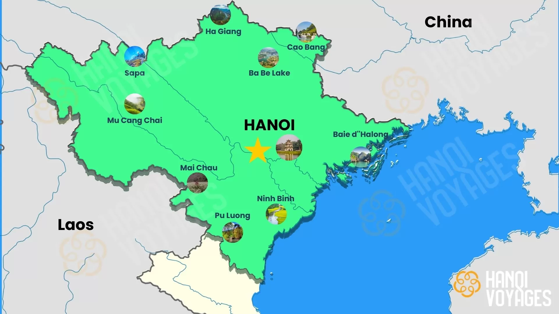 La carte du nord Vietnam