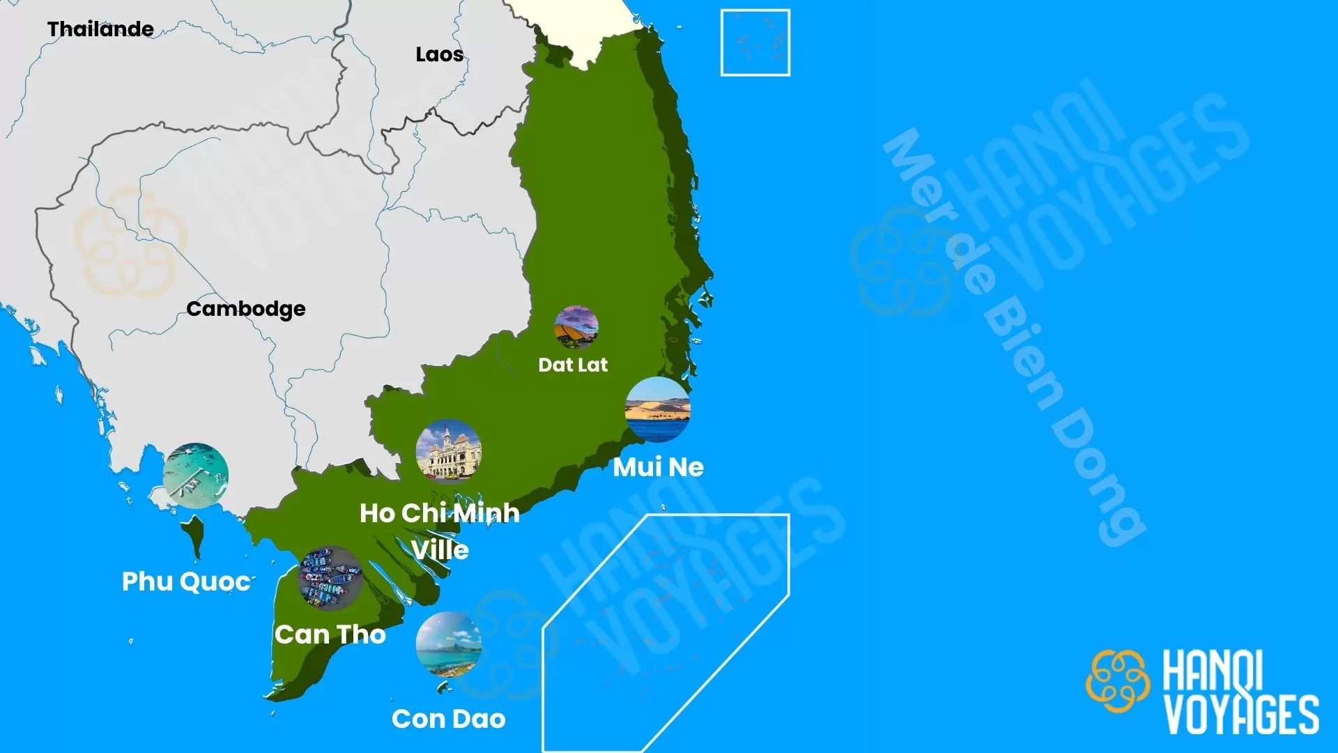 La carte du Sud Vietnam