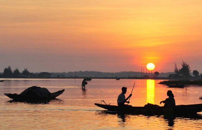 couché de soleil sur le Mékong Vietnam