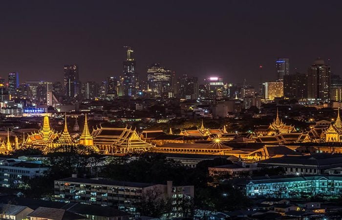 grand palais de nuit à Bangkok Thailande