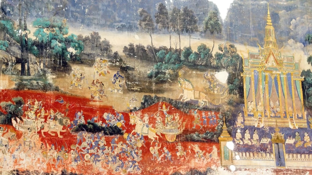 Fresques reconstituant l'épopée du Ramayana