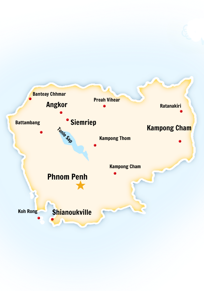 map cambodge 700px 1 - Informations pratiques du voyage au Cambodge : guide complet