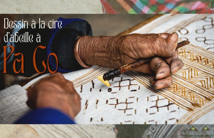 Artisanat traditionnel de Pa Co avec motifs en cire d’abeille sur tissu