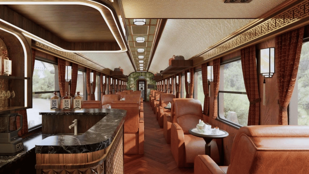 Intérieur élégant et raffiné du train du patrimoine Huế – Phong Nha
